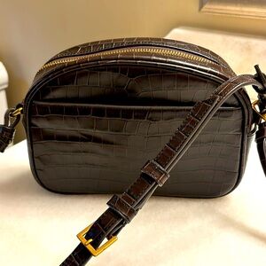 J.Crew Devon Camera Bag in Croc Embossed Leather